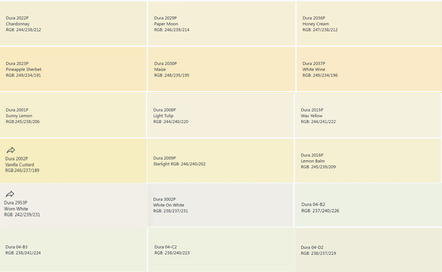 Bảng màu sơn nhà màu kem nhạt