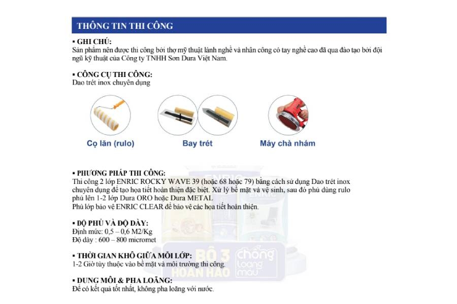 Thông tin thi công các loại sơn giả đá của Thi công sơn hiệu ứng Dura