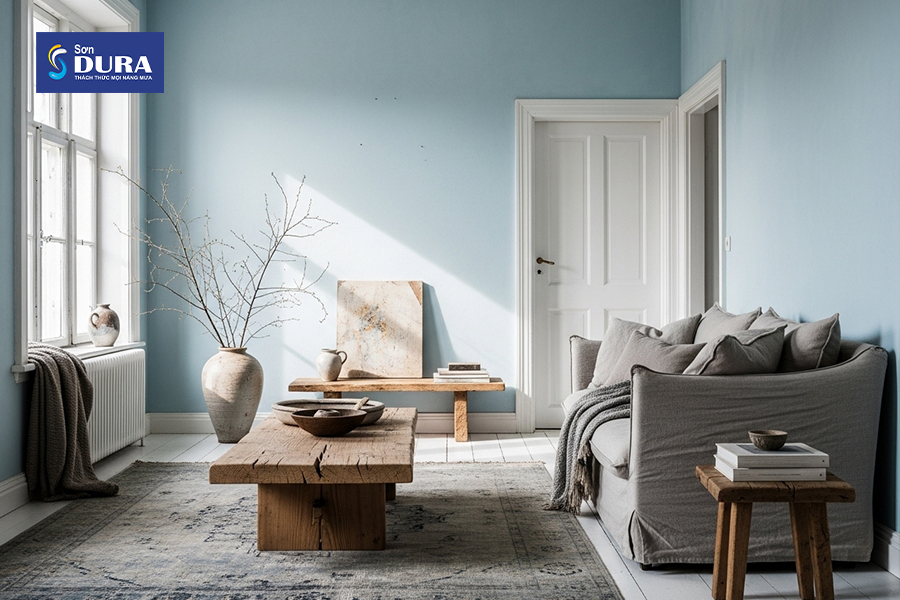 Cập nhật mẫu sơn nhà màu xanh da trời nhạt hot trend 2025