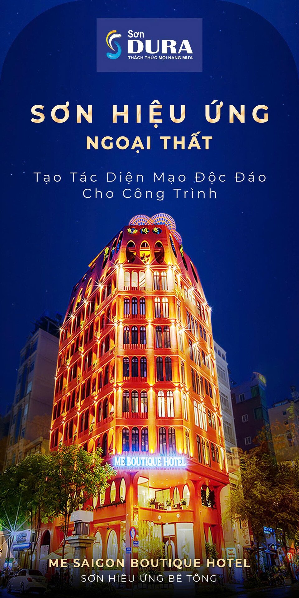 Công trình khách sạn Me Saigon Boutique sử dụng sơn hiệu ứng bê tông