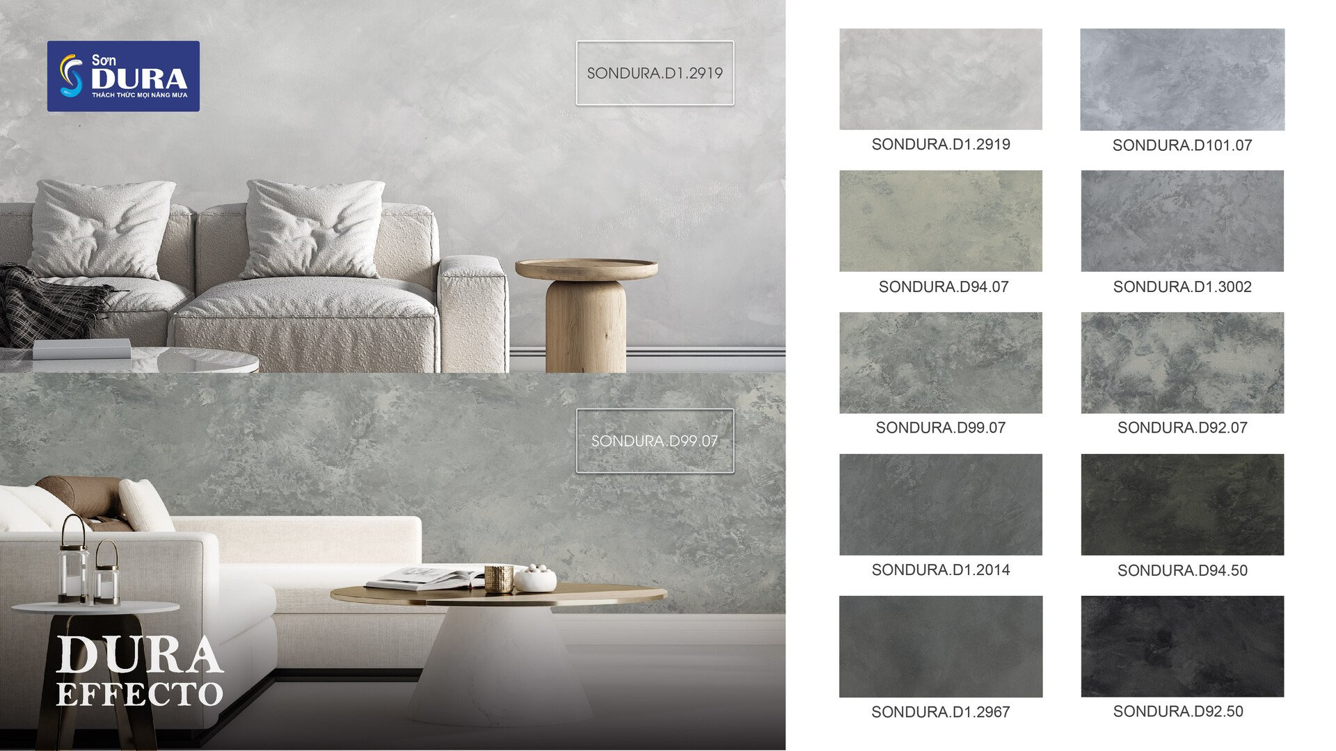 Bảng màu sơn giả bê tông tone nhẹ nhàng