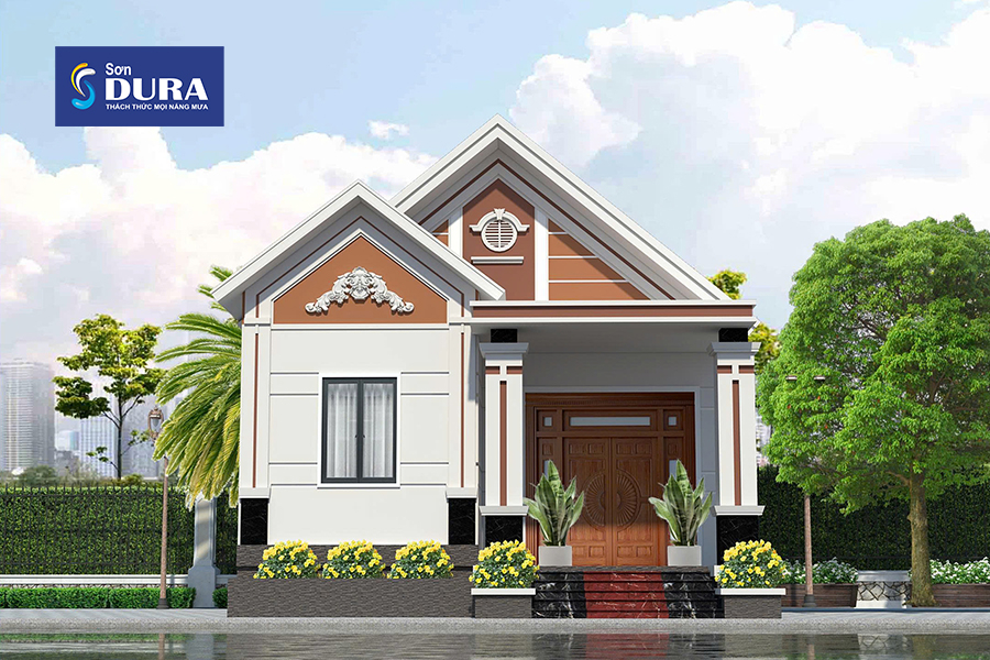 Màu sơn nhà đẹp bên ngoài nhà cấp 4 có thể chọn màu be - nâu