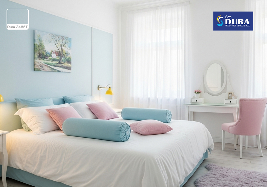 Tone màu xanh mát mắt cho màu sơn nhà đẹp cấp 4