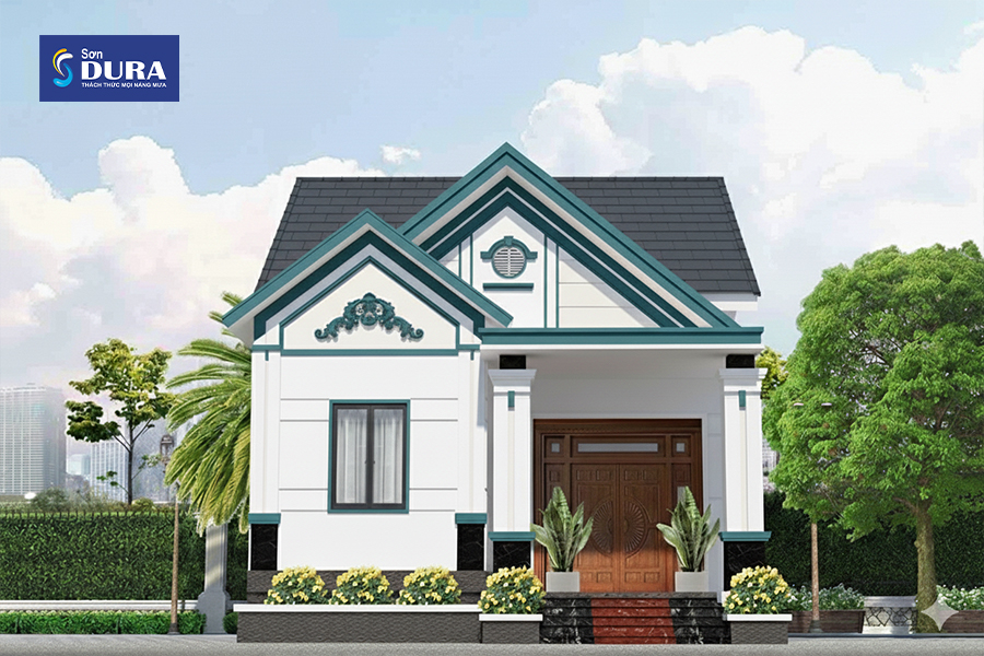 Mẫu nhà cấp 4 sơn màu trắng sứ đẹp