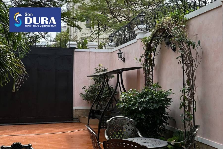 Sơn giả bê tông trang trí tường rào