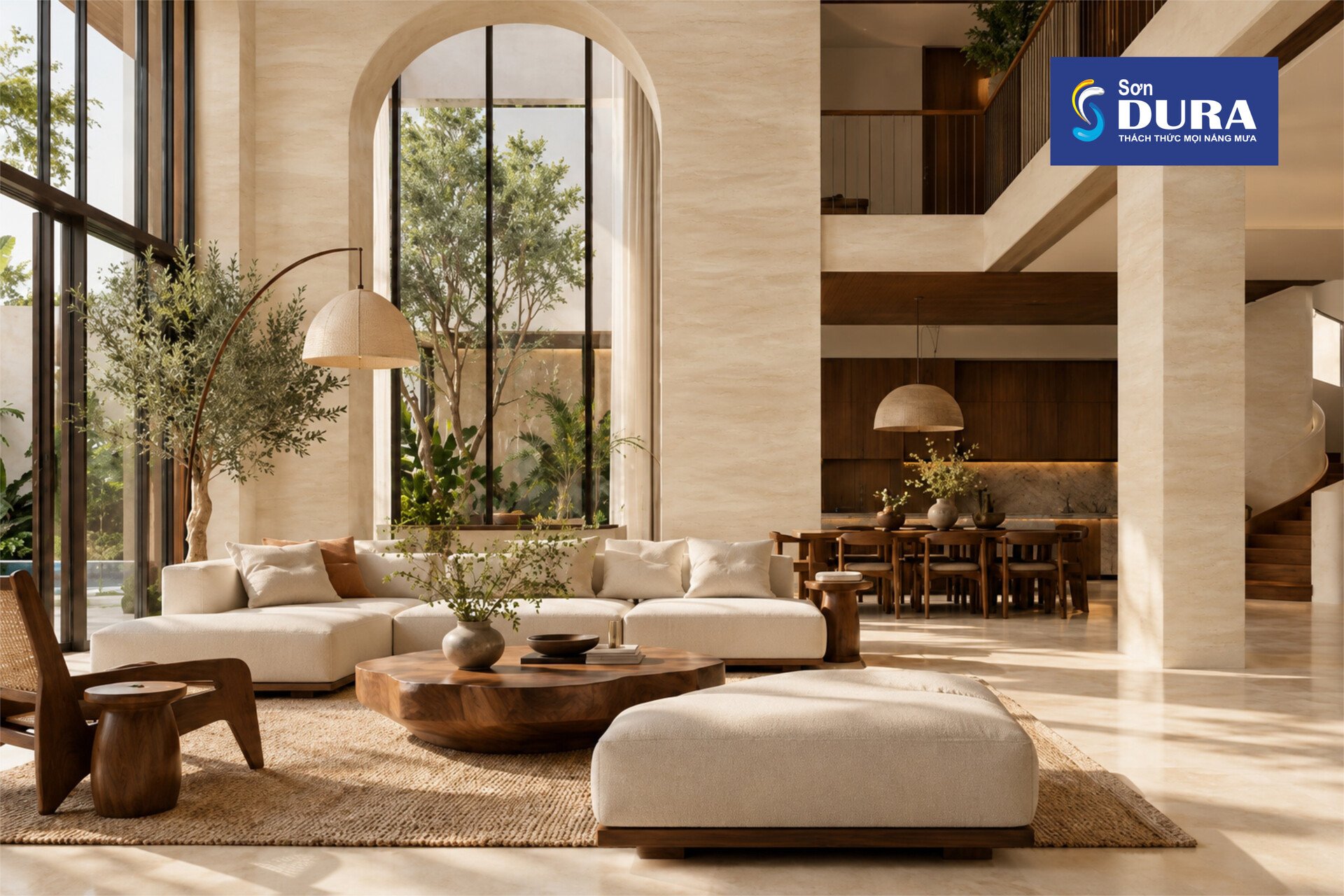 Sơn hiệu ứng Travertine mang đến vẻ đẹp sang trọng, bề thế cho không gian biệt thự