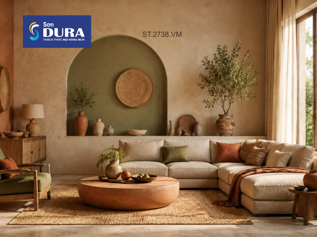Sơn hiệu ứng cho vách sau sofa