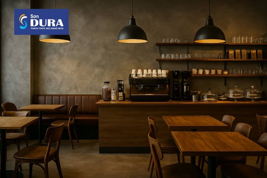 sơn hiệu ứng cho quán cà phê