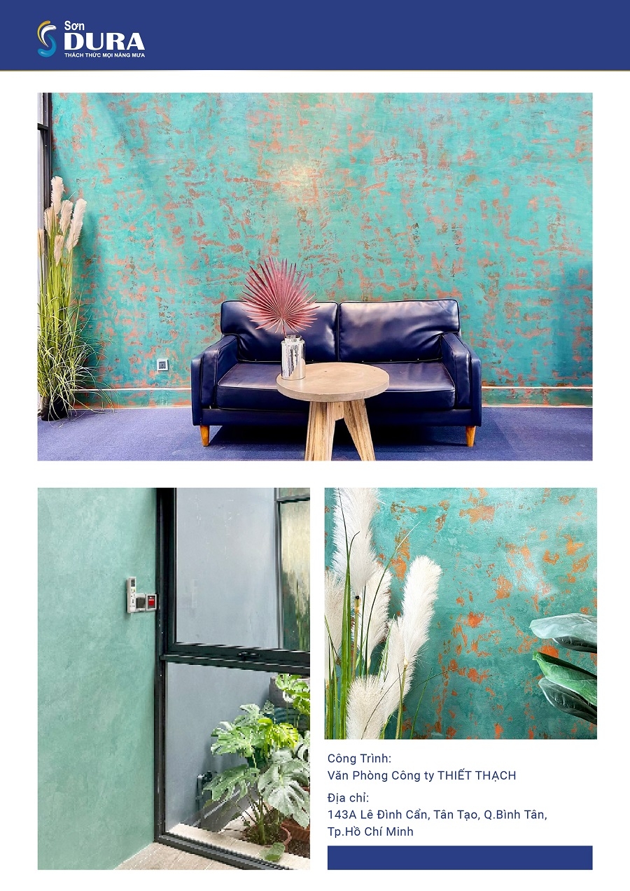 Văn phòng công ty Wealthcons sử dụng sơn hiệu ứng rỉ sét của Dura