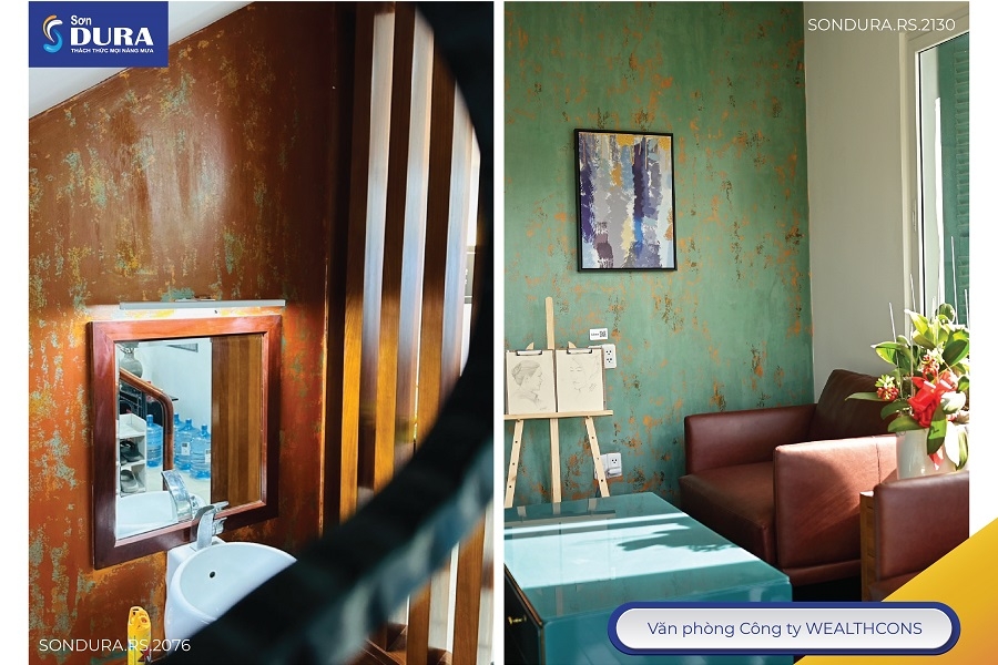 Sơn giả rỉ sét rất được ưa chuộng để trang trí văn phòng công ty