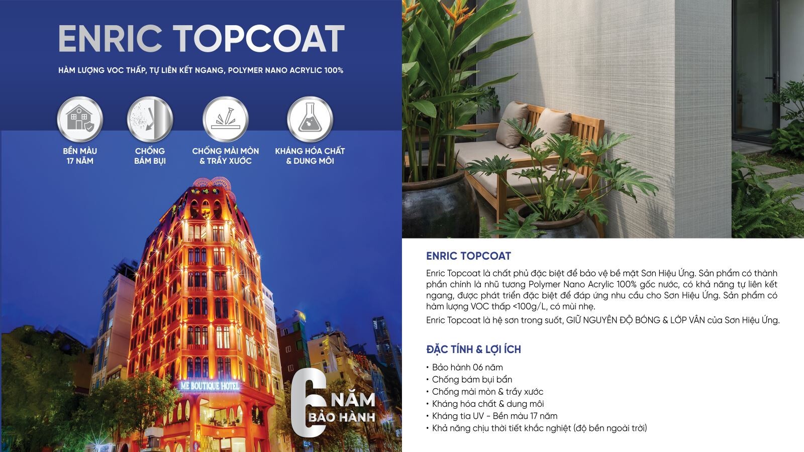 Lớp Enric Topcoat giúp bảo vệ bề mặt sơn hiệu ứng