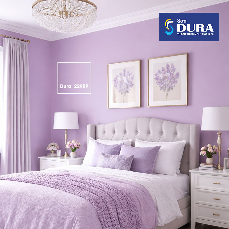 Sơn phòng ngủ với màu tím khoai môn